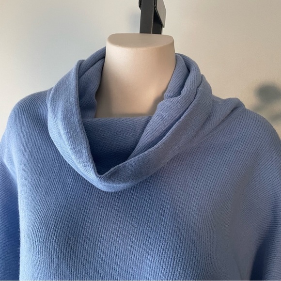 Yest Netherlands Cowl Neck Knit Ribbed Sweater Batwing Powder Blue Size 10 - Picture 4 of 8